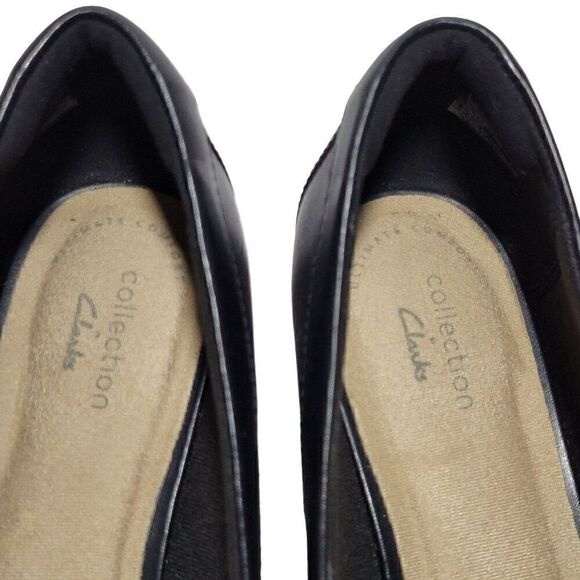 Clarks Wedge Heels Women Size 8.5 M Mallory Pearl Black Shoes Ortholite Footbed - Picture 13 of 13